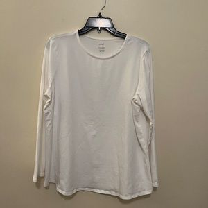 J. Jill White Long Sleeved Cotton Knit Tunic Top M